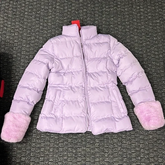 Asos Threadbare lilac purple ski snow puffer jacket faux fur cuffs - Picture 4 of 6